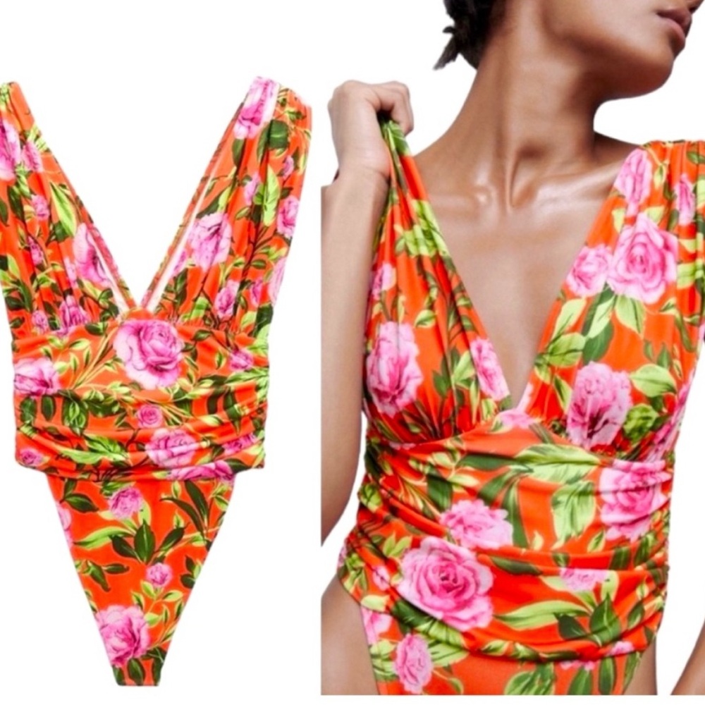 Zara Floral Bodysuit NWT, Tropical / Floral Design